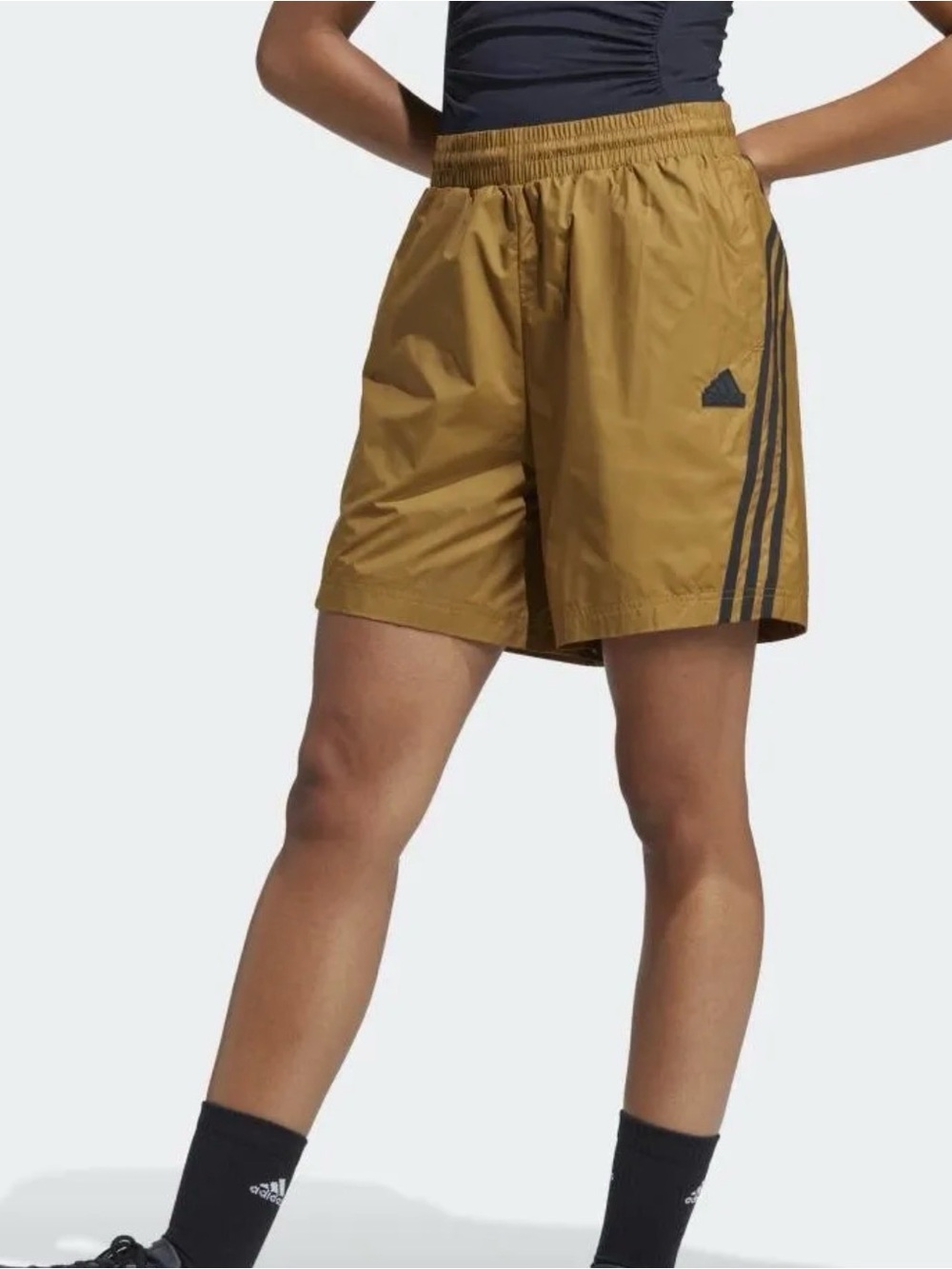 XXS adidas UNISEX Athletic Shorts — Mustard with Black Stripes